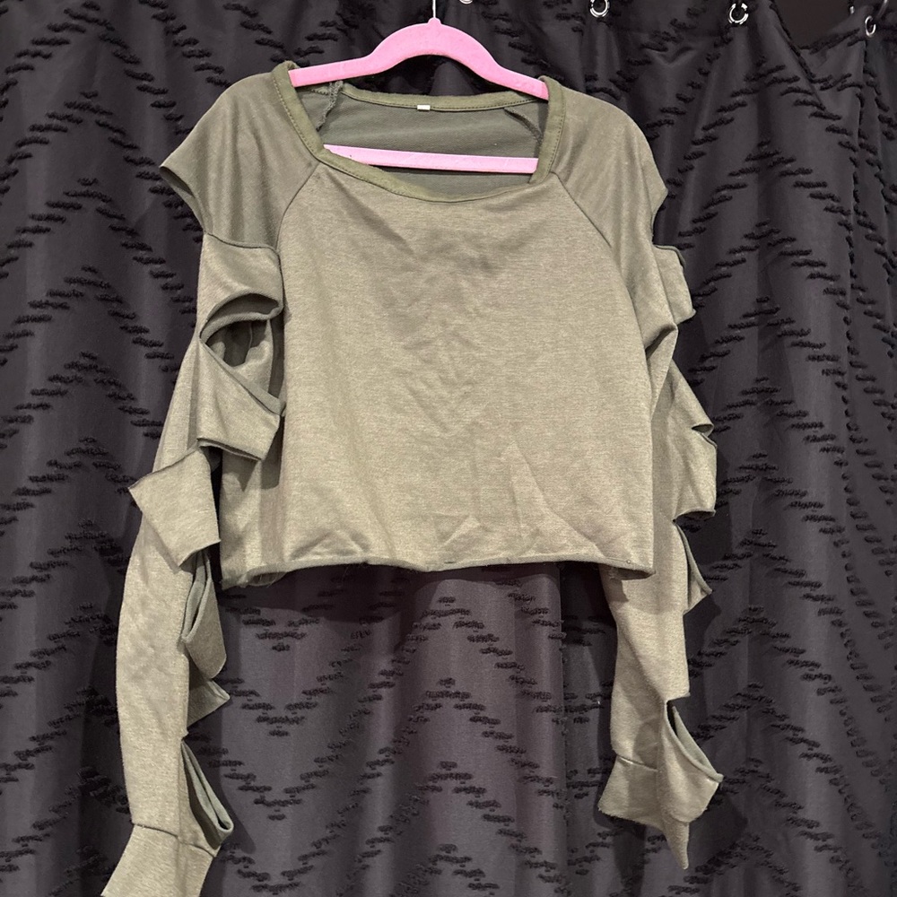 Olive Green XL TCutout Sleeve Top